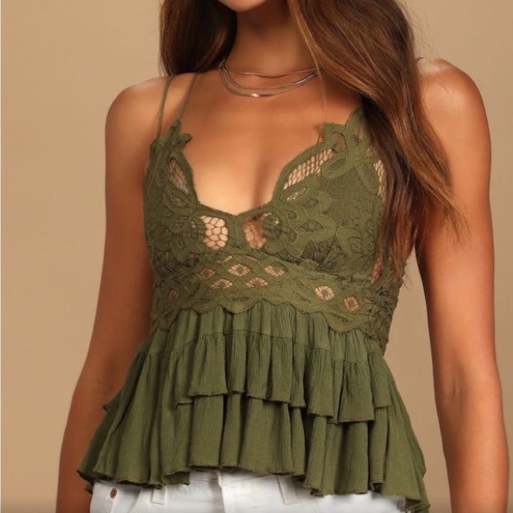 Free People | Adella Cami in Olive Sparrow - Size XS NWT